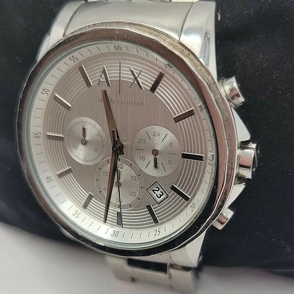 Armani Exchange AX2058 Men Silver Stainless Steel Analog Dial Quartz Watch BC497